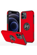 Mey İthalat® iPhone 12 Pro Kılıf Elit Yüzüklü Kapak - Kırmızı
