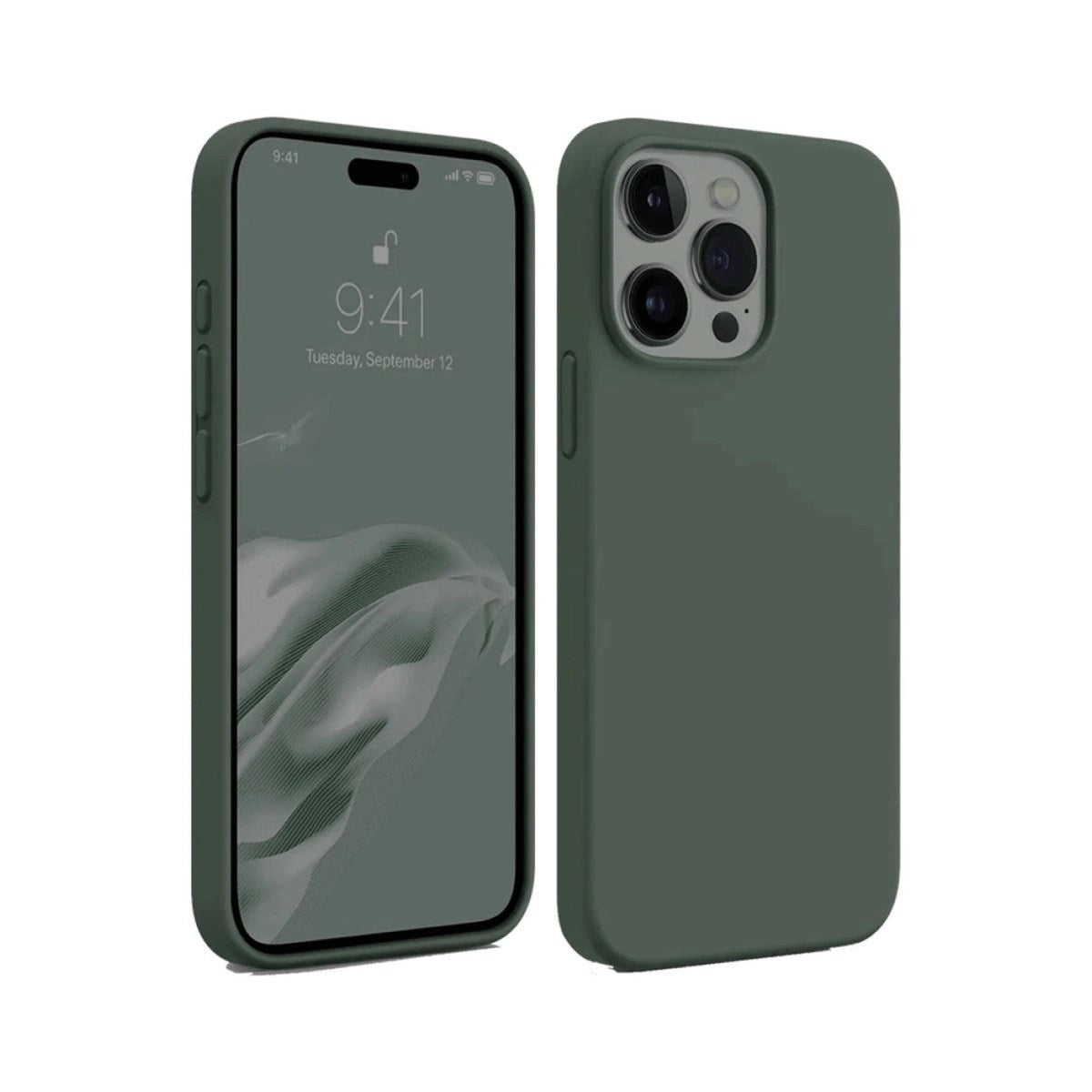 Mey İthalat® iPhone 15 Pro Max Kılıf First Silikon - Koyu Yeşil