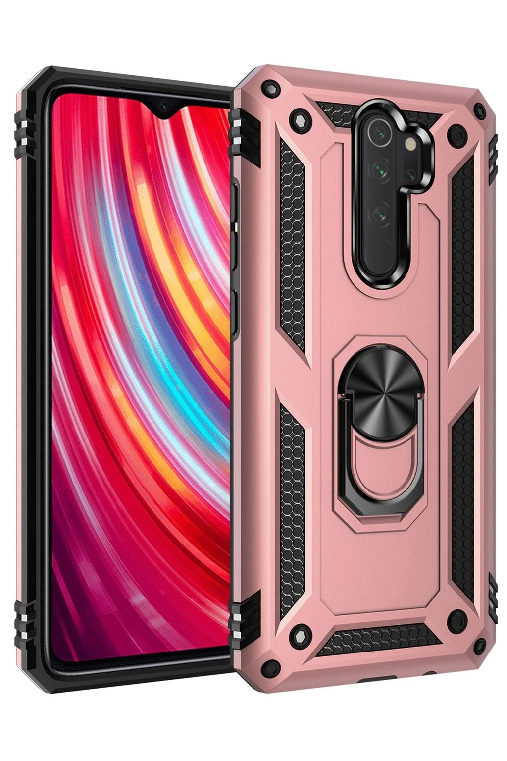 Mey İthalat® Redmi Note 8 Pro Kılıf Sofya Yüzüklü Silikon Kapak - Rose