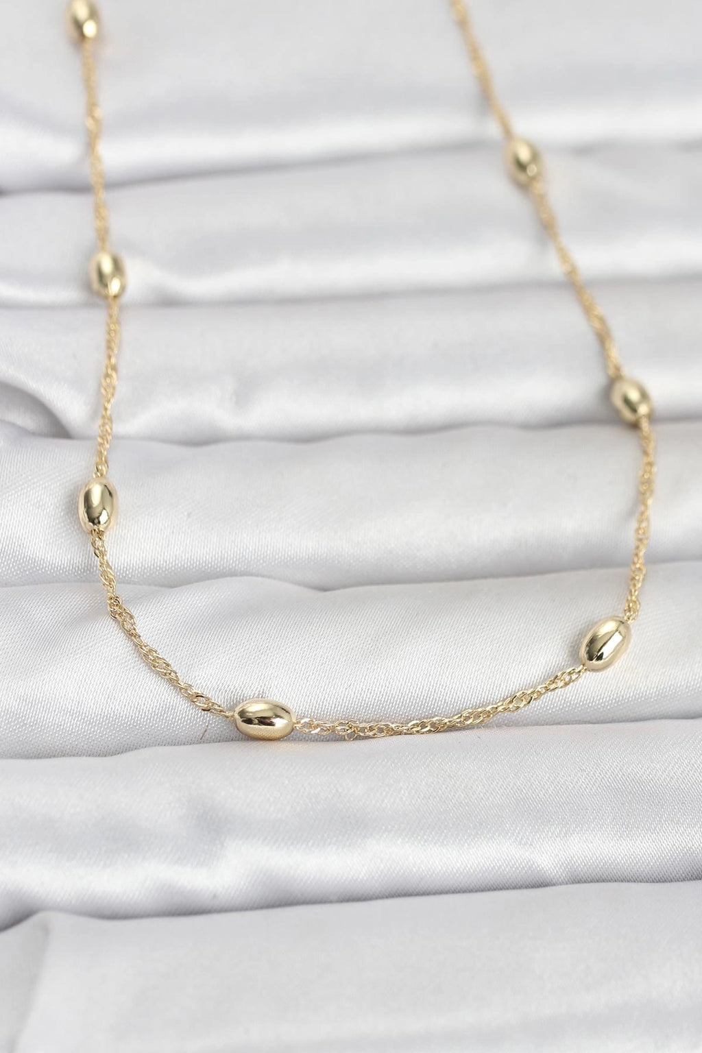 Mey İthalat® CM 14K Gold Renk Topçuklu Burgu Zincir Model 60 cm Kadın Kolye
