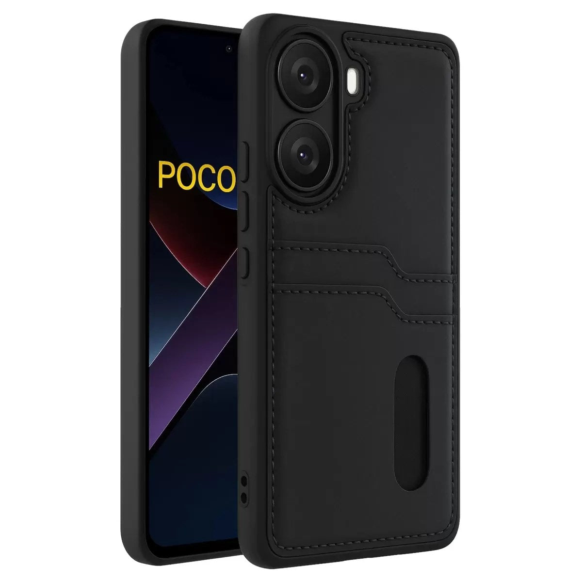 Mey İthalat® Poco X7 Pro Kılıf Sara Kartvizitli Deri Kılıf - Siyah