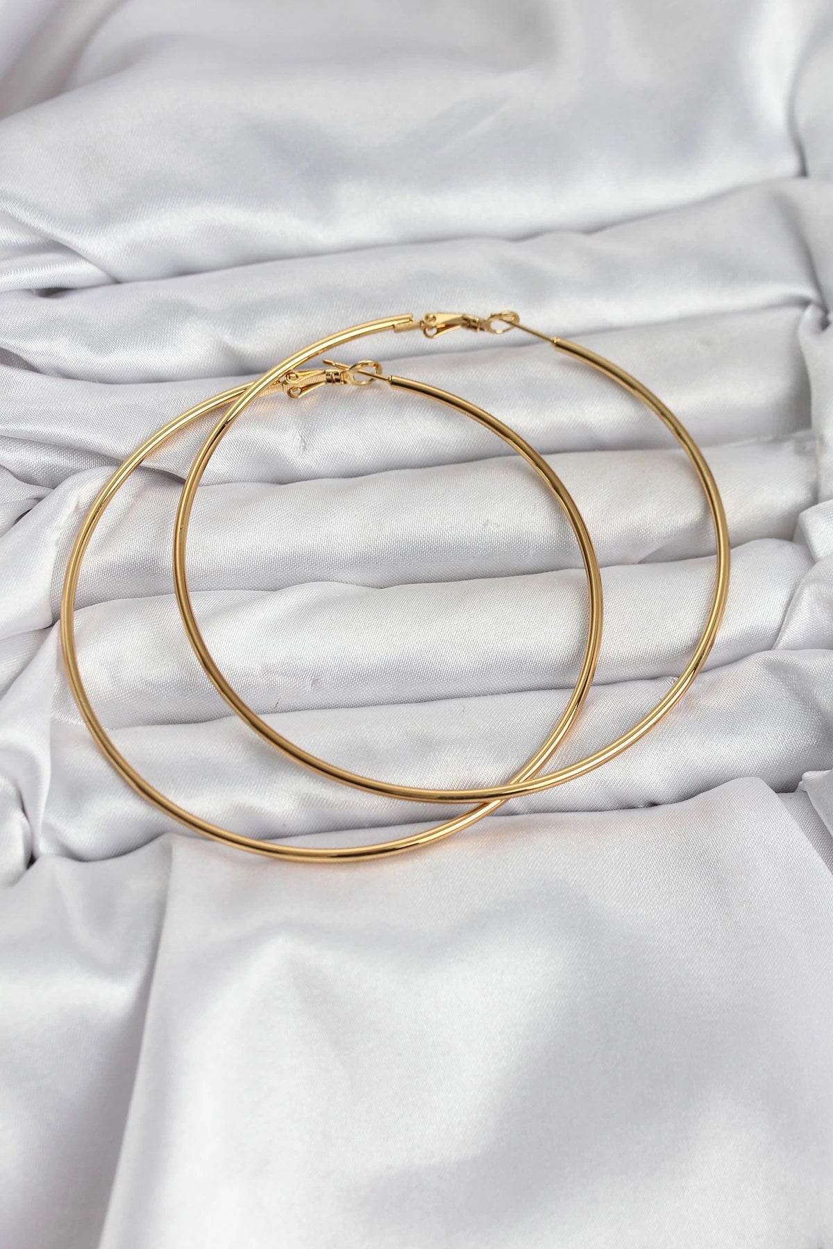 Mey İthalat® 316L Çelik Gold Renk 75 mm Halka Küpe