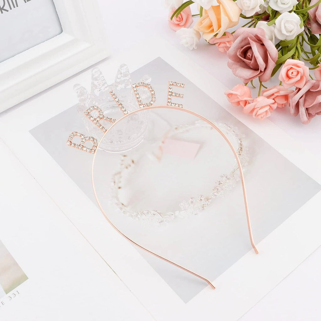 Mey İthalat® Rose Gold Renk Bekarlığa Veda Kristal Taş Bride Tacı İthal 16x10 cm