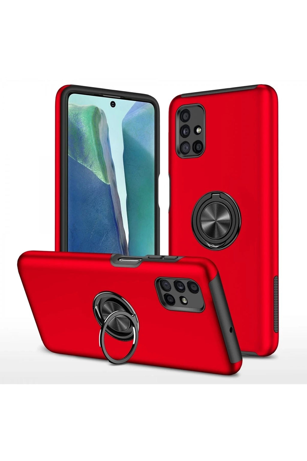 Mey İthalat® Samsung Galaxy M51 Kılıf Elit Yüzüklü Kapak - Kırmızı