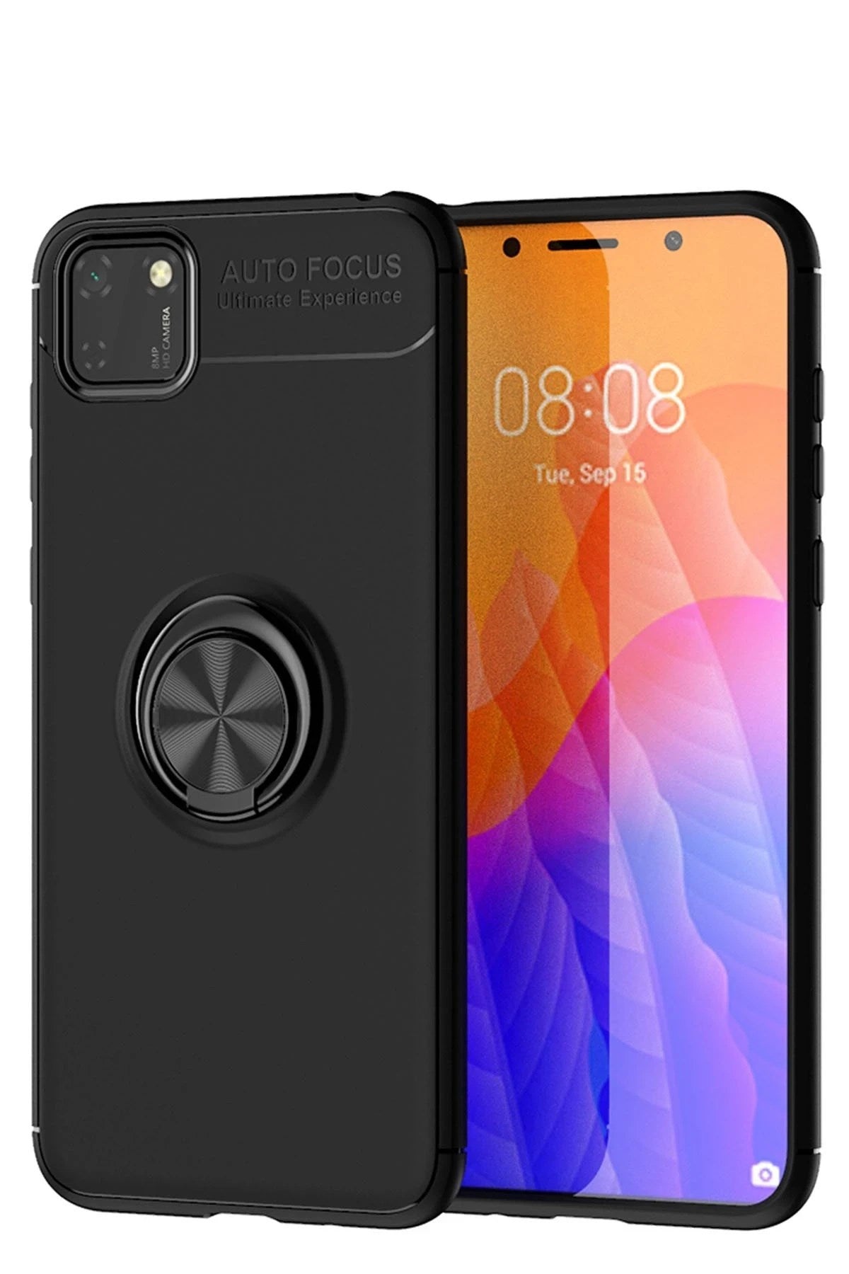 Mey İthalat® Huawei Y5P Kılıf Range Yüzüklü Silikon - Siyah