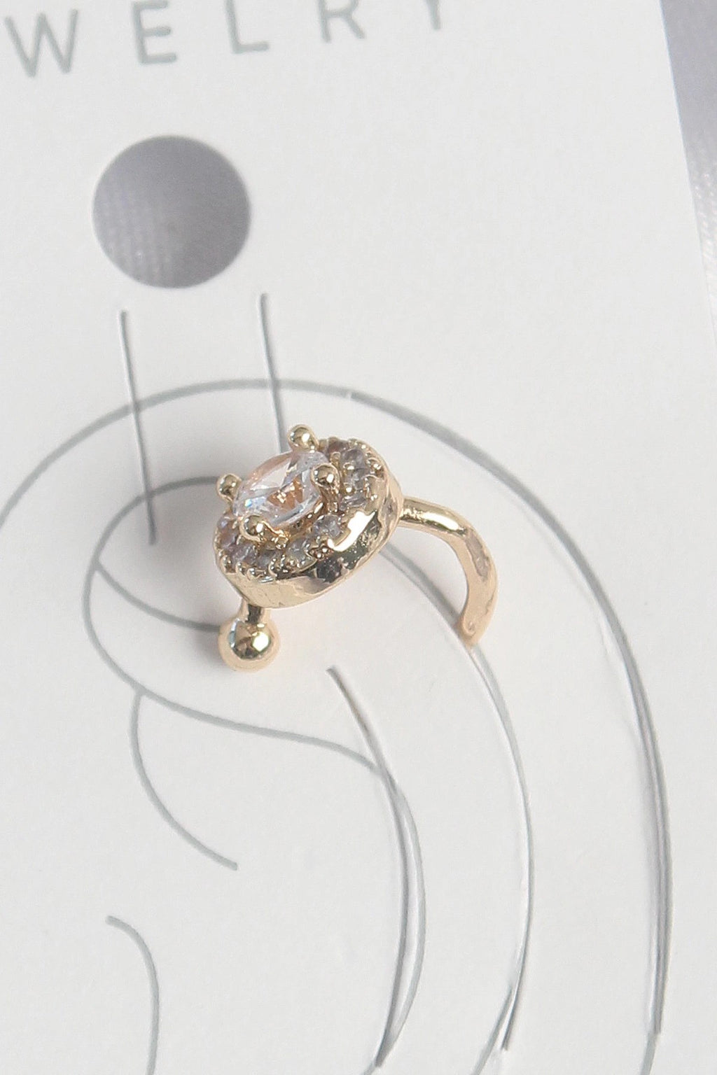 Mey İthalat® Pirinç Gold Renk Zirkon Taşlı Kadın Kıkırdak Küpe