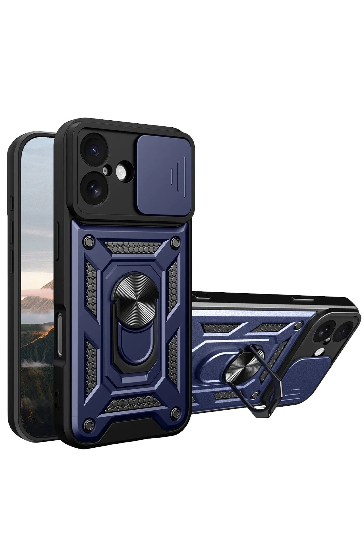 Mey İthalat® iPhone 17 Pars Lens Yüzüklü Silikon - Lacivert