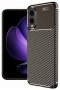 Mey İthalat® Samsung Galaxy S25 Edge Kılıf Auto Focus Karbon Kapak - Kahverengi