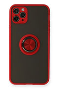 Mey İthalat® iPhone 11 Pro Kılıf Montreal Yüzüklü Silikon Kapak - Kırmızı