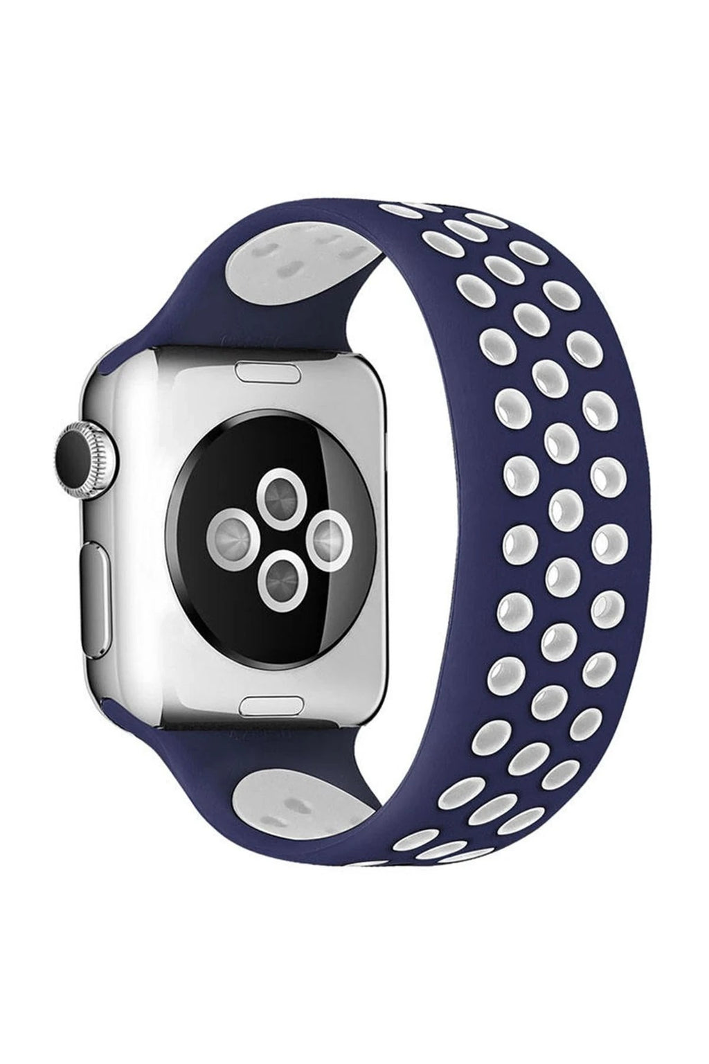 Mey İthalat® Watch 42mm Ayarlı Delikli Silikon Kordon - Lacivert-Beyaz
