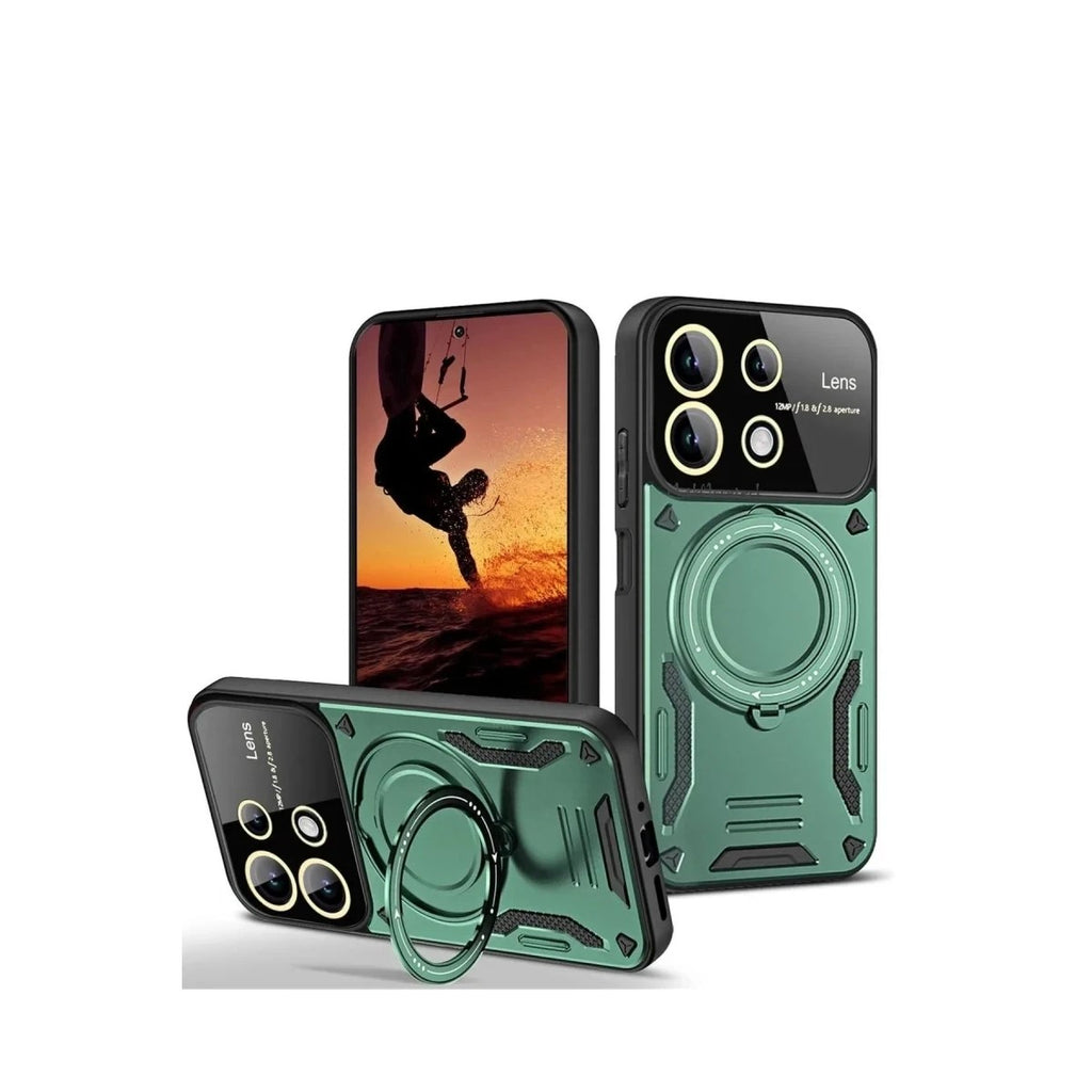 Mey İthalat® Redmi 13 4G Kılıf Joy Lens Standlı Kapak - Koyu Yeşil