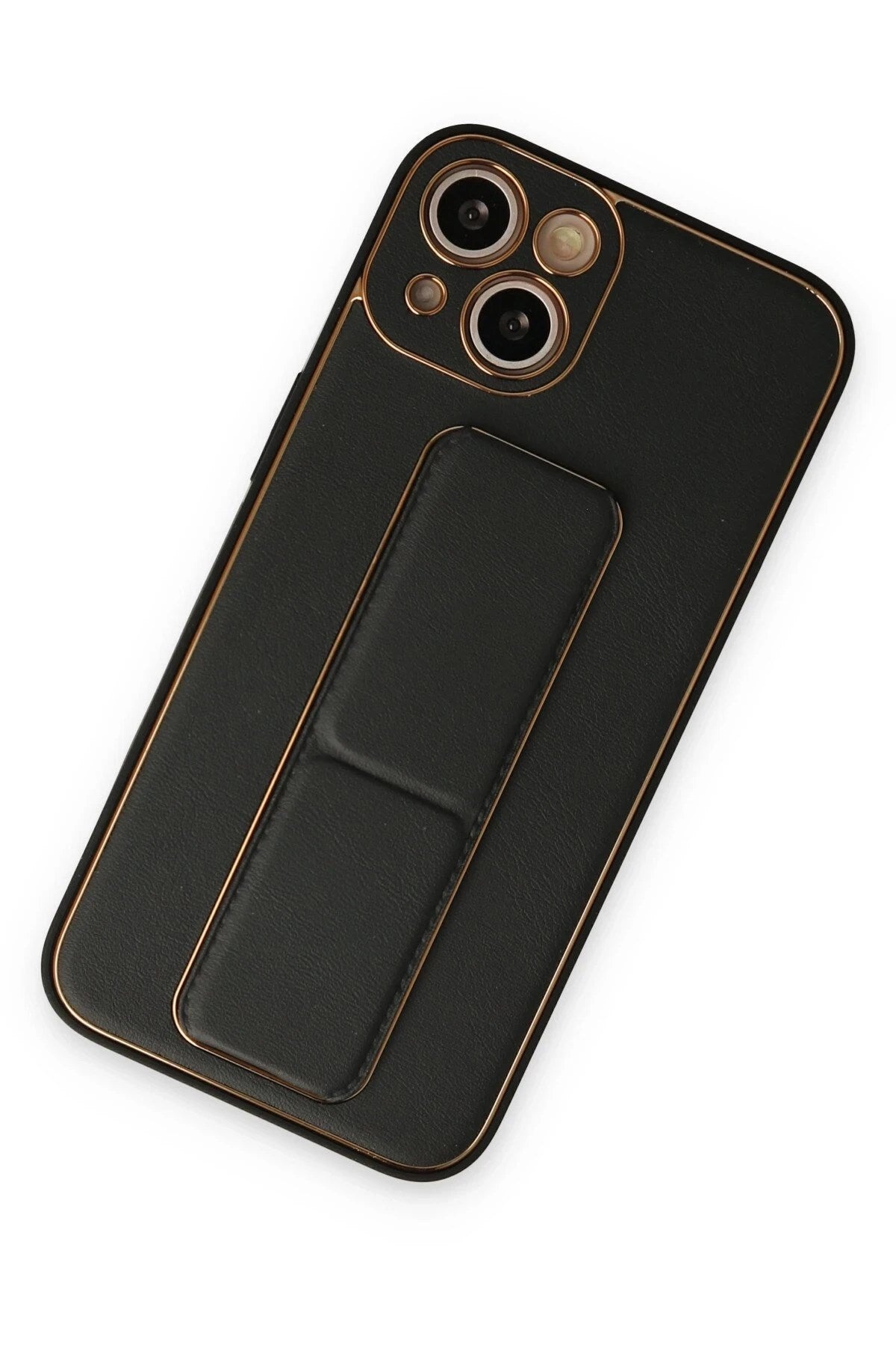Mey İthalat® iPhone 14 Plus Kılıf Coco Deri Standlı Kapak - Siyah