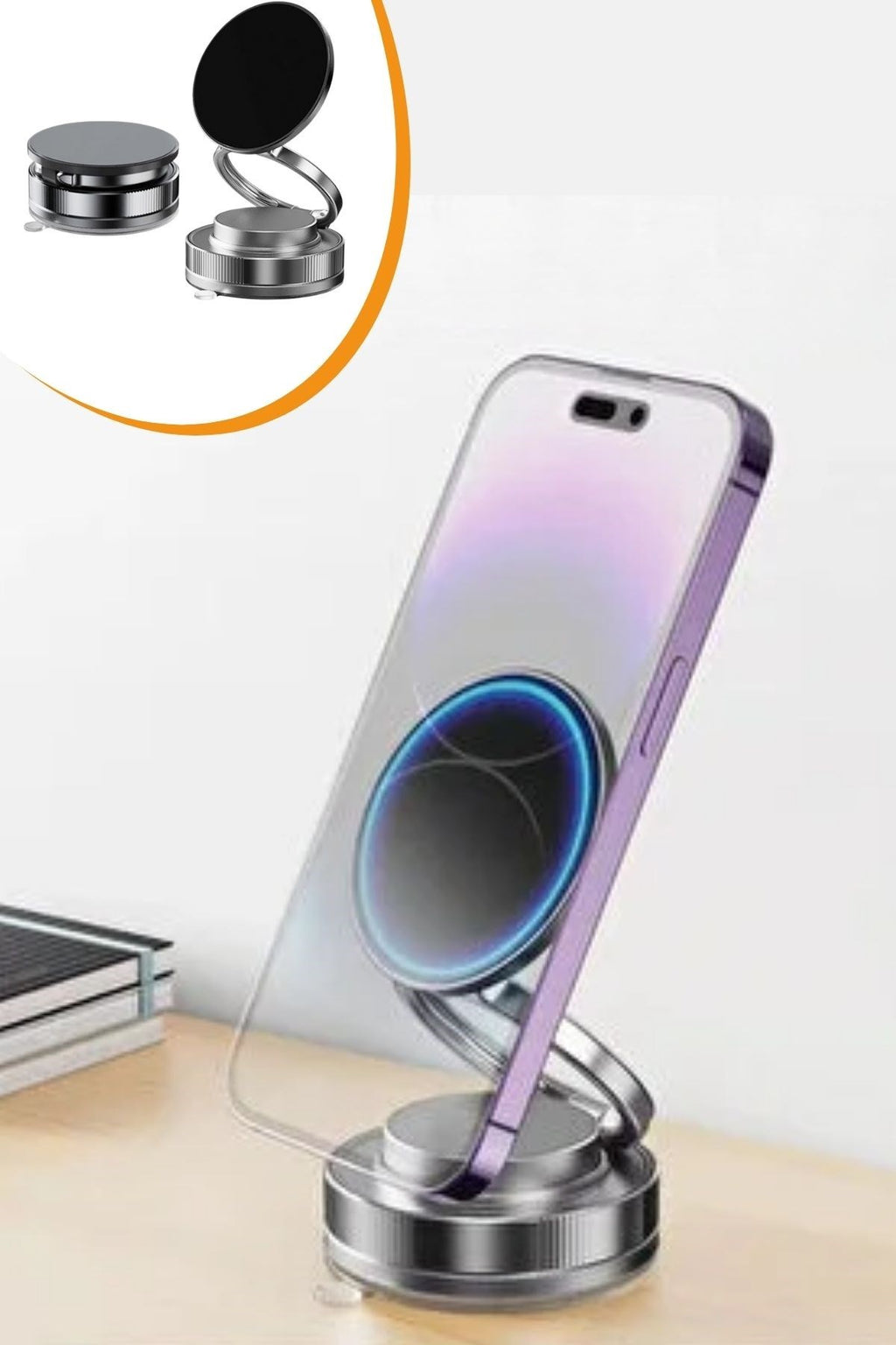 Vakumlu Manyetik Telefon Tutucu – Güçlü Vakum 360° Döner Araç İçi Telefon Standı, Ultra Sabit Manyetik Destekli Mobil Cihaz Aparatı