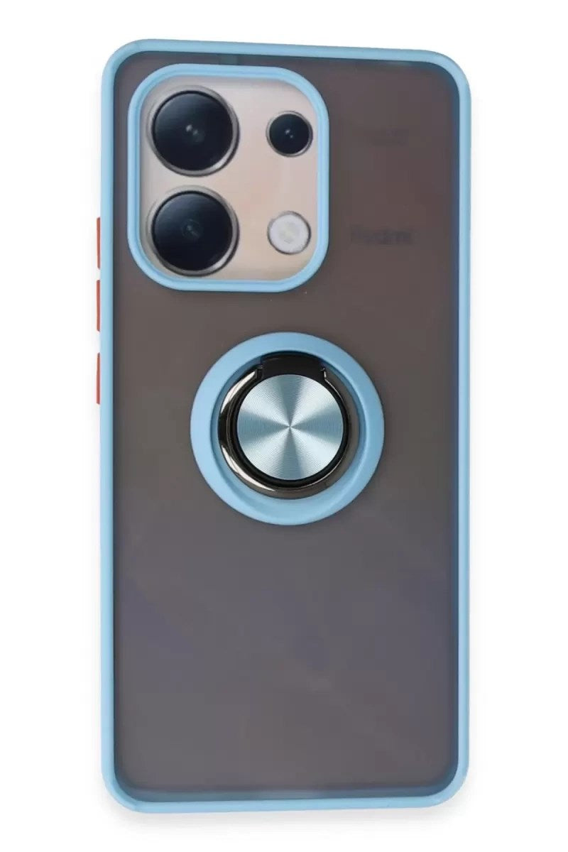 Mey İthalat® Redmi Note 13 4G Kılıf Montreal Yüzüklü Silikon Kapak - Buz Mavi