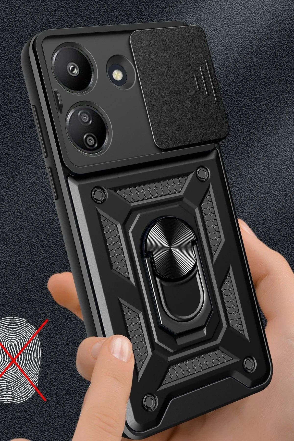 Mey İthalat® Redmi 13C Kılıf Pars Lens Yüzüklü Silikon - Lacivert