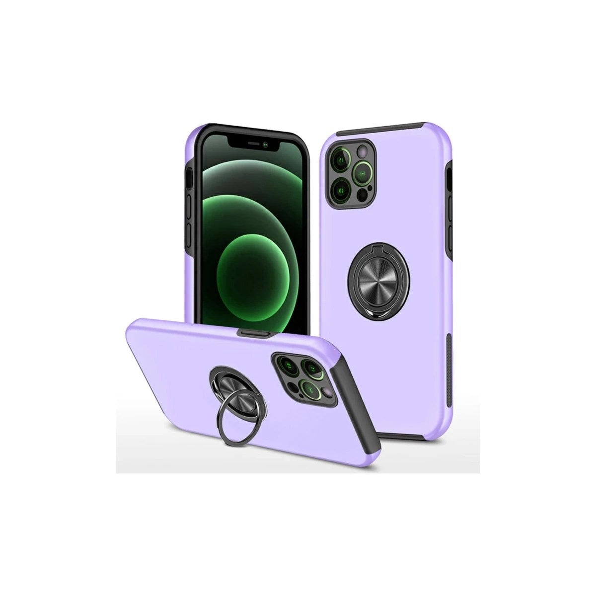 Mey İthalat® iPhone 12 Pro Kılıf Elit Yüzüklü Kapak - Mor