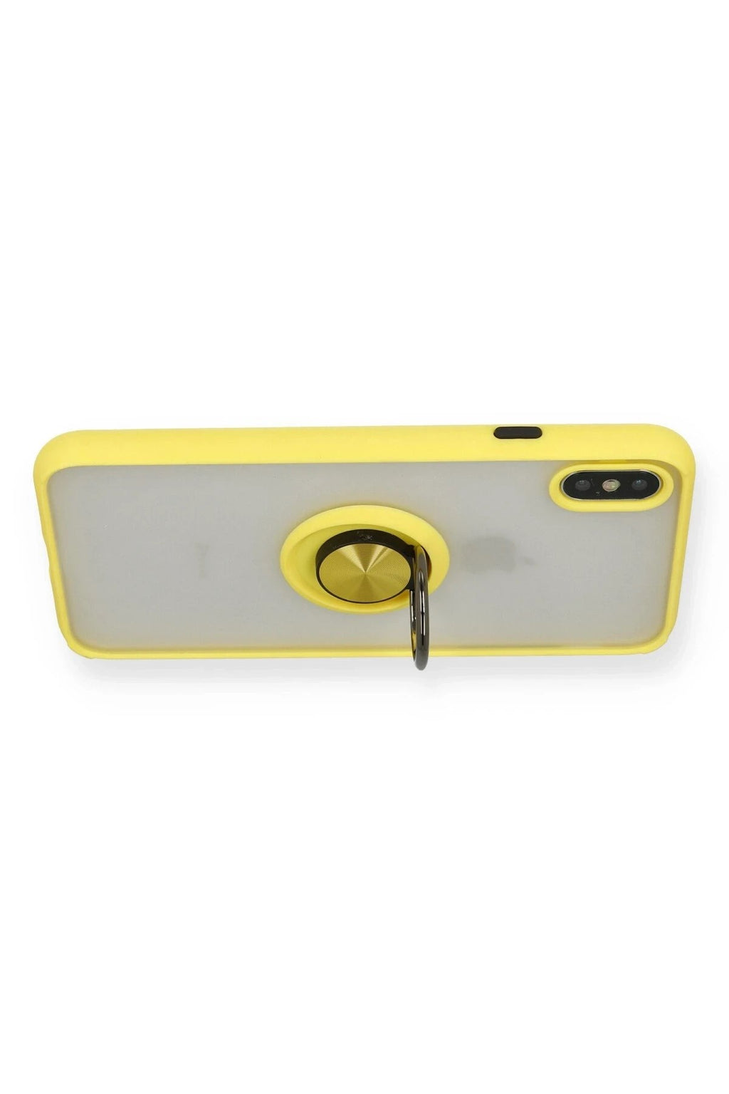 Mey İthalat® iPhone X Kılıf Montreal Yüzüklü Silikon Kapak - Sarı