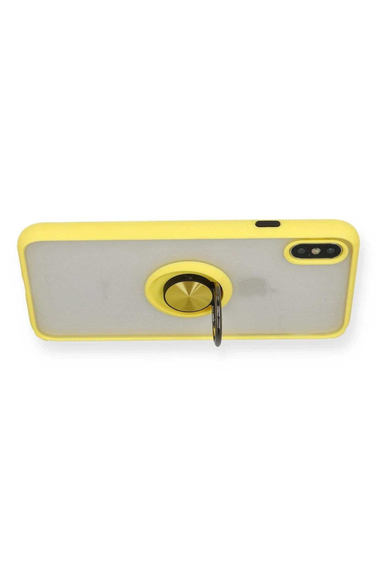 Mey İthalat® iPhone X Kılıf Montreal Yüzüklü Silikon Kapak - Sarı