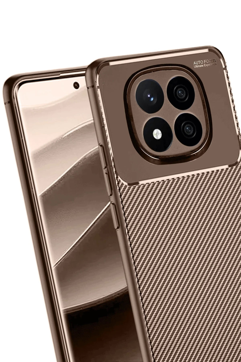 Mey İthalat® Redmi Note 14 Pro 5G Kılıf Auto Focus Karbon Kapak - Kahverengi