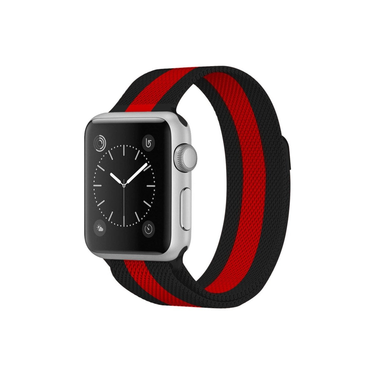 Mey İthalat® Watch 38mm Metal Mıknatıslı Kordon - Siyah-Kırmızı