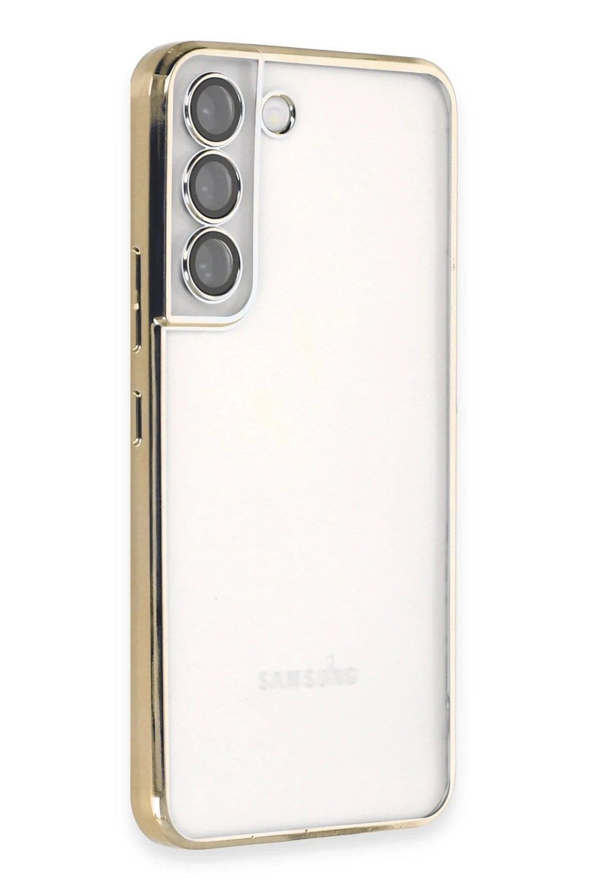 Mey İthalat® Samsung Galaxy S22 Kılıf Lensli Silikon - Gold