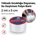 2 Mt Yüksek Sıcaklık Dayanan Su Geçirmez Çatı Duvar Çatlak Onarıcı Yapışkan Bant Folyo 5 Cm