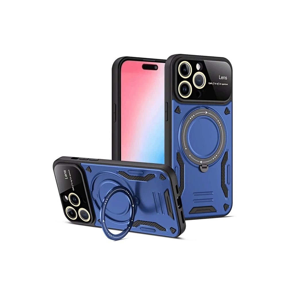 Mey İthalat® iPhone 15 Pro Joy Lens Standlı Kapak - Lacivert