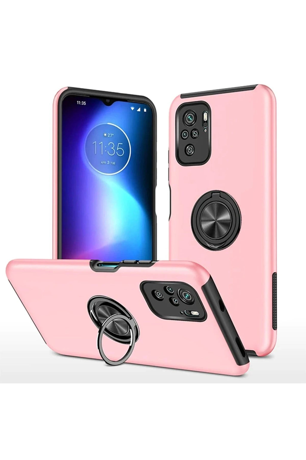 Mey İthalat® Poco F3 Kılıf Elit Yüzüklü Kapak - Pembe