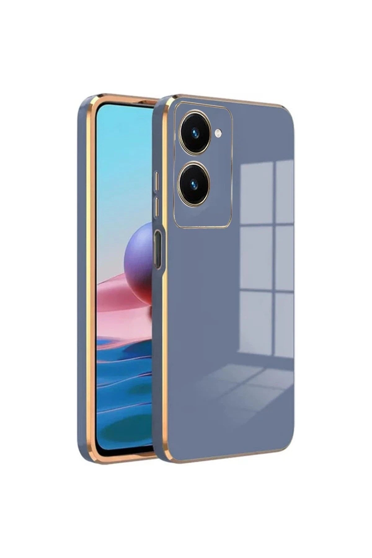 Mey İthalat® Vivo Y18 Kılıf Volet Silikon - Mavi