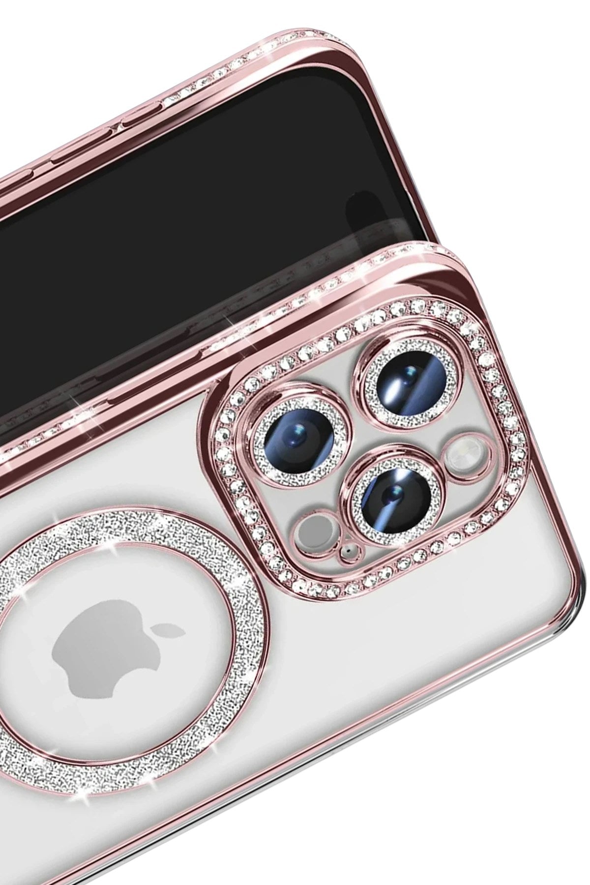 Mey İthalat® iPhone 16 Pro Max Kılıf Joke Simli Magneticsafe Kılıf - Pembe