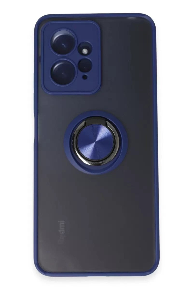 Mey İthalat® Redmi Note 12 4G Kılıf Montreal Yüzüklü Silikon Kapak - Lacivert