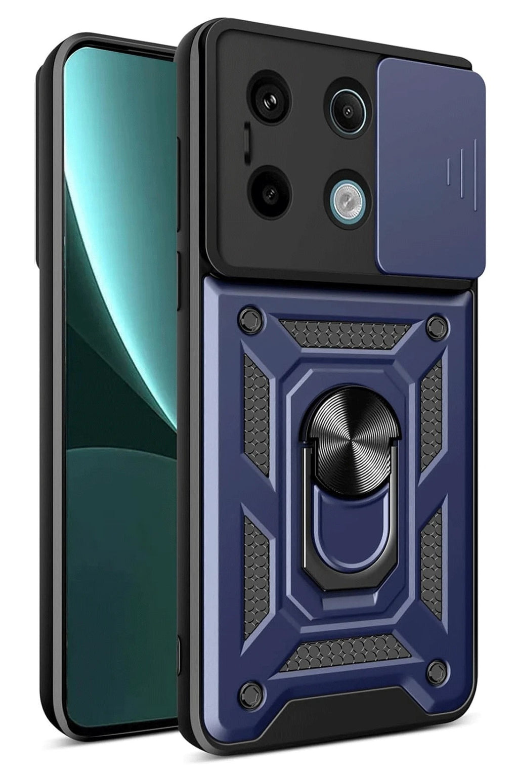 Mey İthalat® Redmi Note 13 Pro 4G Pars Lens Yüzüklü Silikon - Lacivert