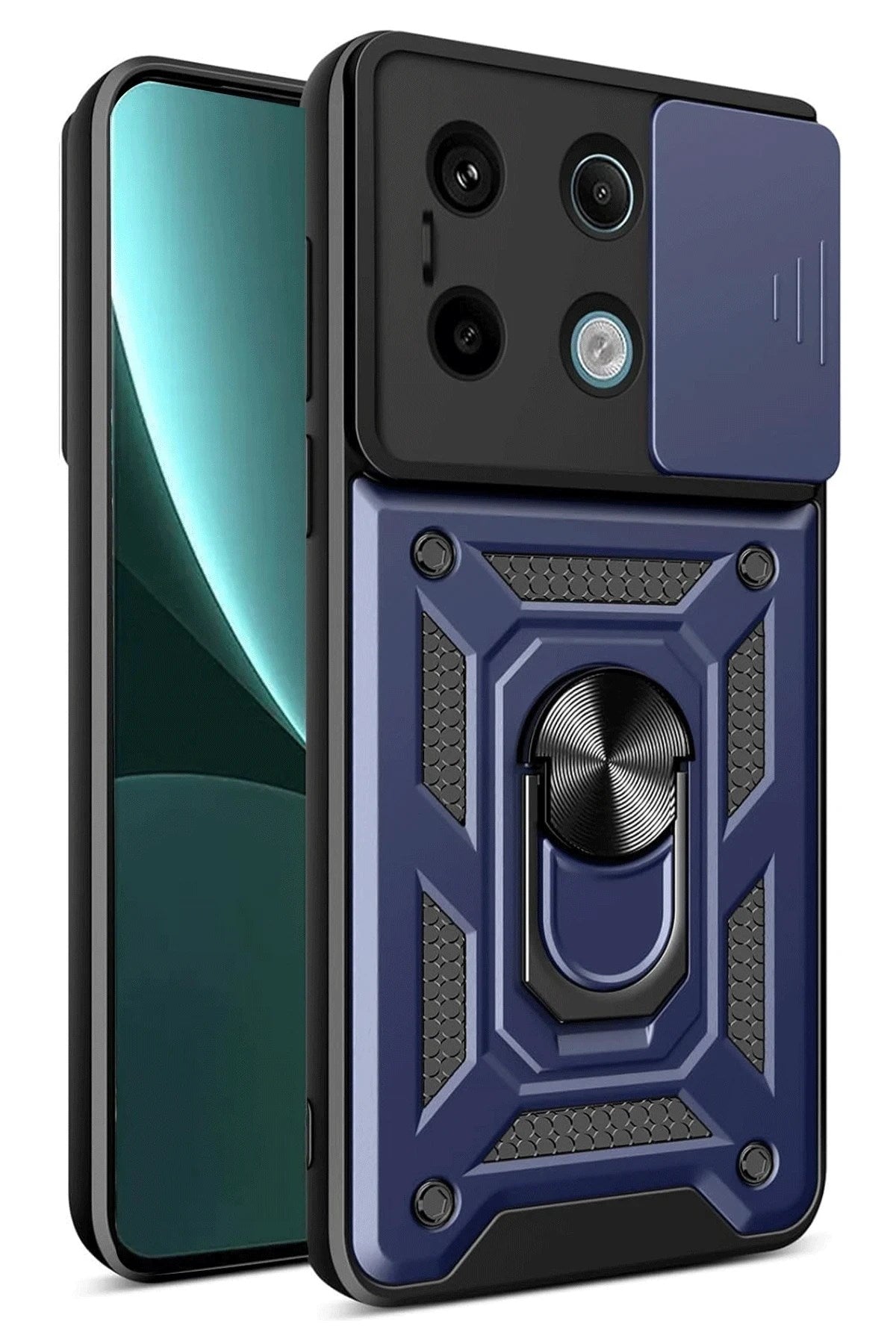 Mey İthalat® Redmi Note 13 Pro 4G Pars Lens Yüzüklü Silikon - Lacivert
