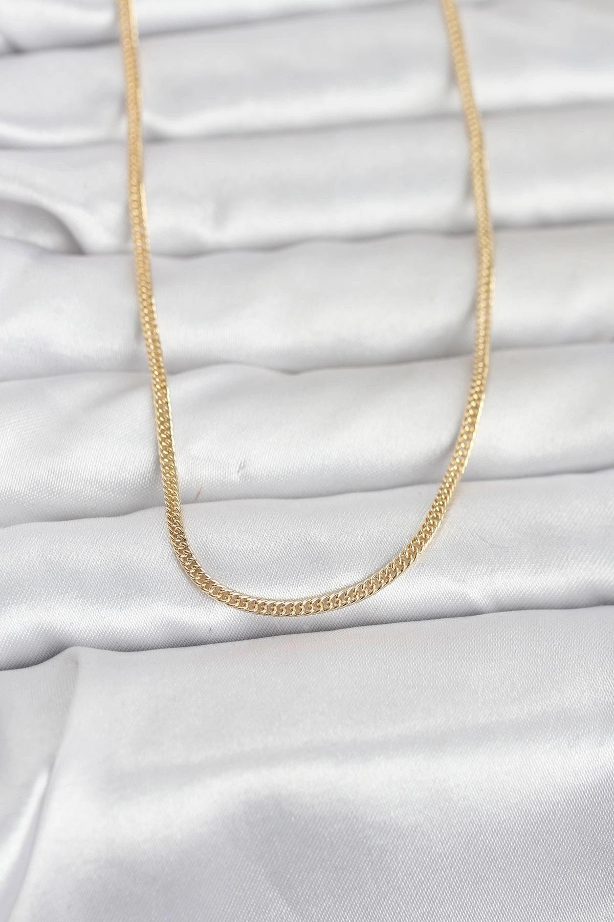 Mey İthalat® CM 14K Gold Renk Dolgun Zincir Model 60 cm Kadın Kolye