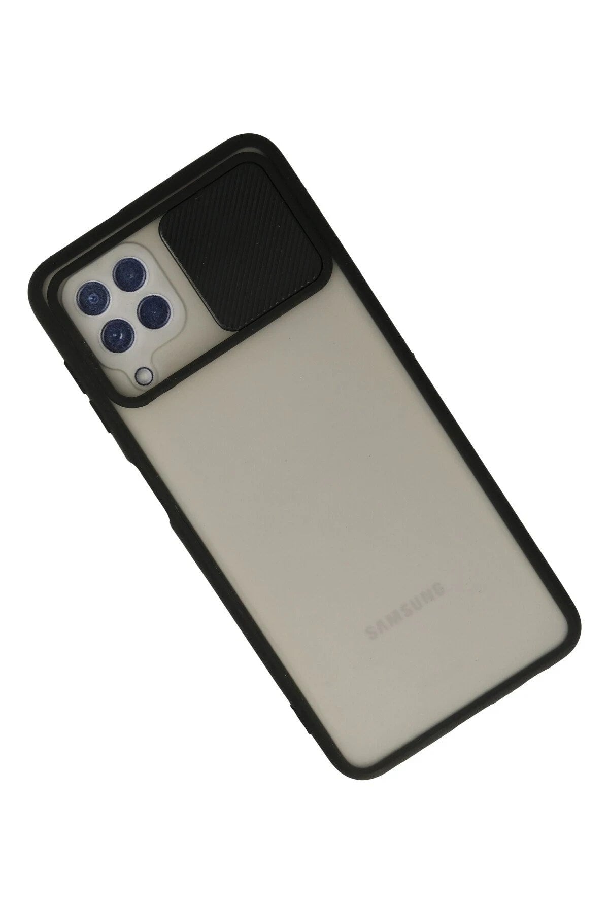 Mey İthalat® Samsung Galaxy A22 Kılıf Palm Buzlu Kamera Sürgülü Silikon - Siyah