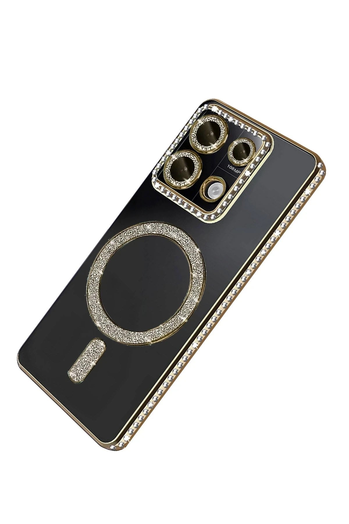 Mey İthalat® Redmi 13C Joke Simli Magneticsafe Kılıf - Gold