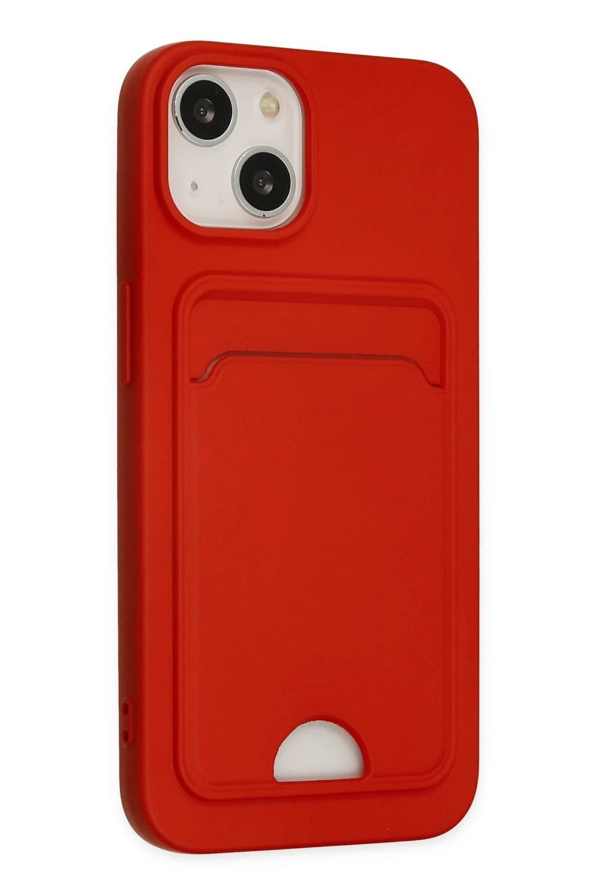 Mey İthalat® iPhone 14 Plus Kılıf Kelvin Kartvizitli Silikon - Kırmızı