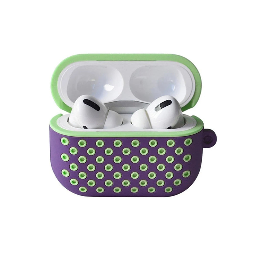 Mey İthalat® Airpods Pro 2 (2.nesil) Spor Delikli Kılıf - Lila-Yeşil