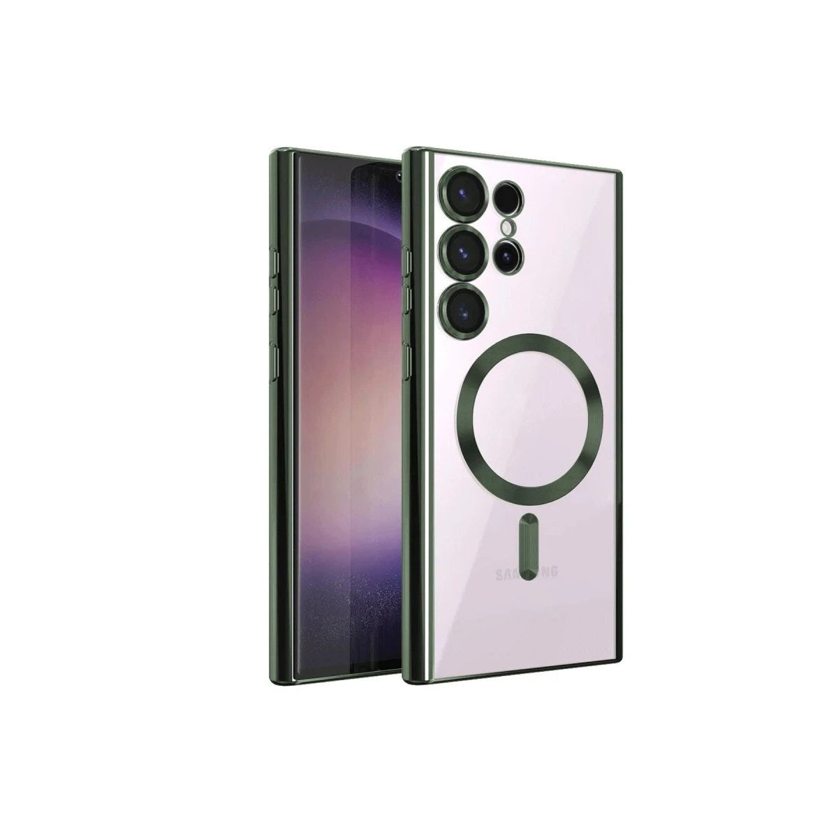 Mey İthalat® Samsung Galaxy S22 Ultra Kılıf Kross Magneticsafe Kapak - Koyu Yeşil