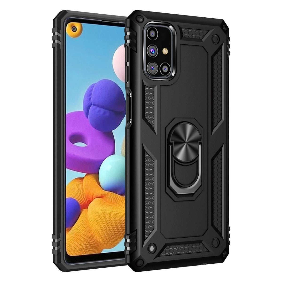 Mey İthalat® Samsung Galaxy M51 Kılıf Sofya Yüzüklü Silikon Kapak - Siyah