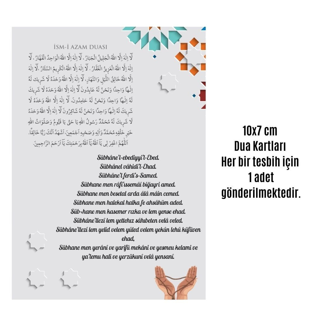 Namaz Tesbihi Vavlı 99'lu Cam İncili İsmi Azam Dua Kartı İle Bordo Renk Hediyelik 10 Adet