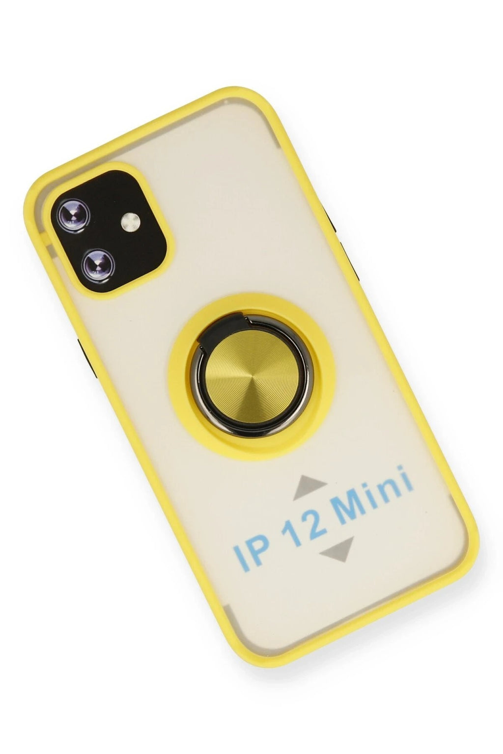 Mey İthalat® iPhone 12 Mini Kılıf Montreal Yüzüklü Silikon Kapak - Sarı