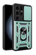 Mey İthalat® Samsung Galaxy S24 Ultra Kılıf Pars Lens Yüzüklü Silikon - Yeşil