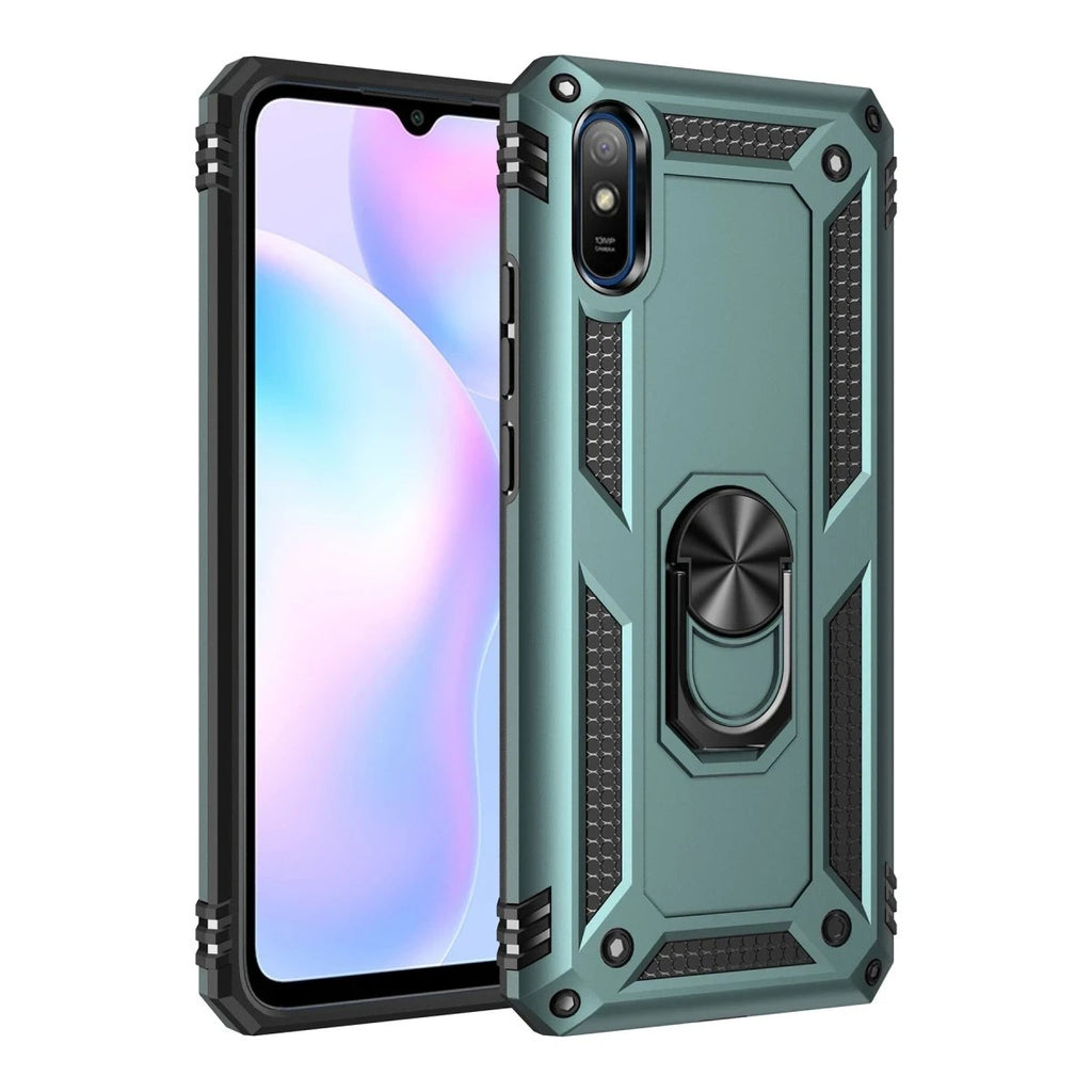 Mey İthalat® Redmi 9A Kılıf Sofya Yüzüklü Silikon Kapak - Yeşil