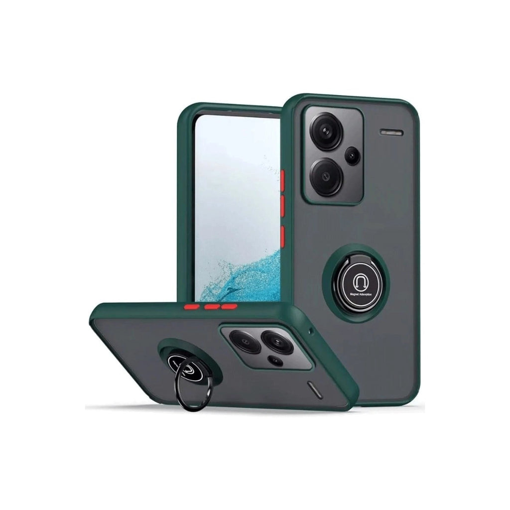 Mey İthalat® Redmi Note 13 Pro Plus Kılıf Montreal Yüzüklü Silikon Kapak - Yeşil