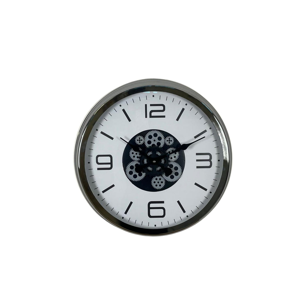 Krom Modern 60 Cm Çarklı Duvar Saati