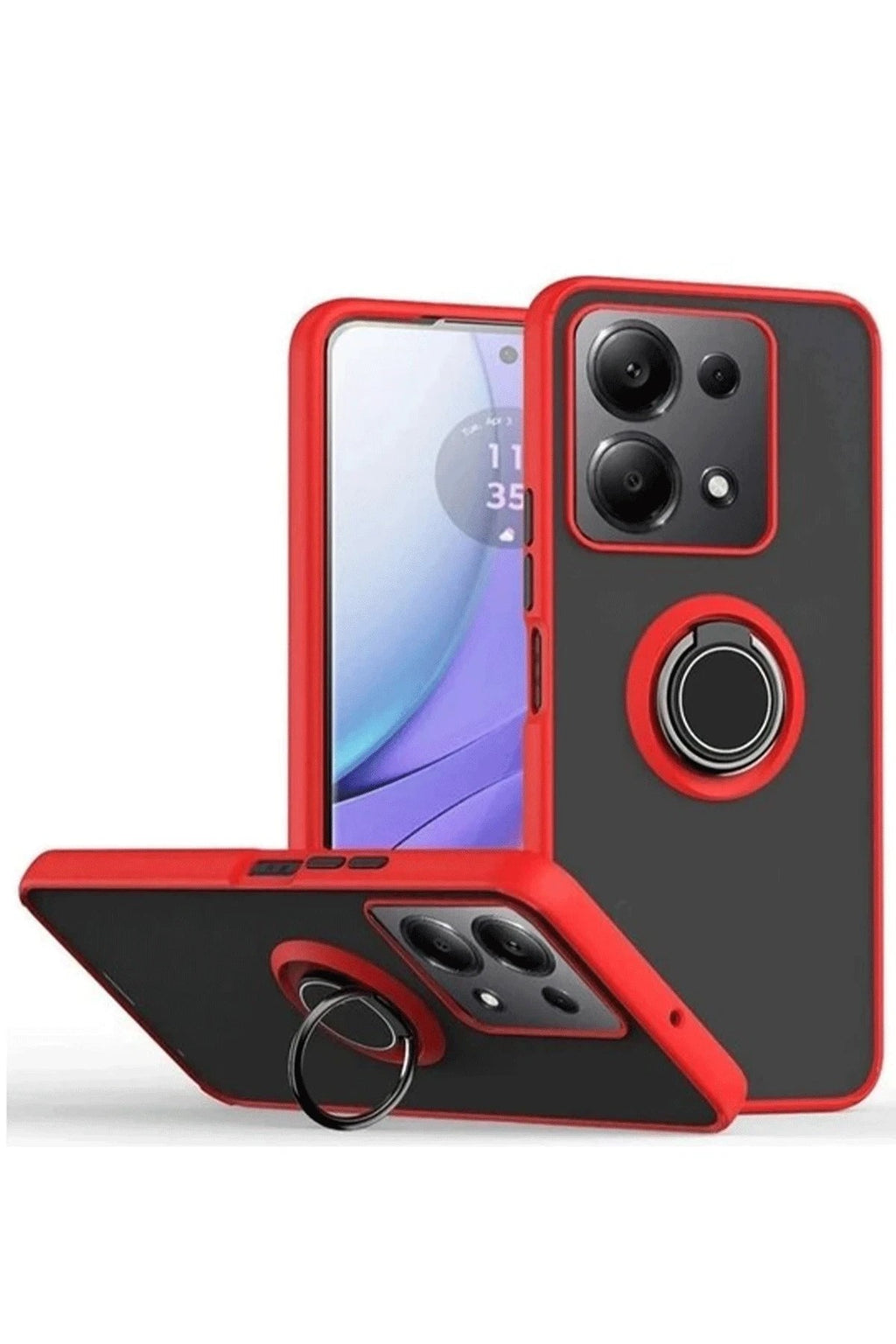 Mey İthalat® Redmi Note 13 Pro 4G Montreal Yüzüklü Silikon Kapak - Kırmızı
