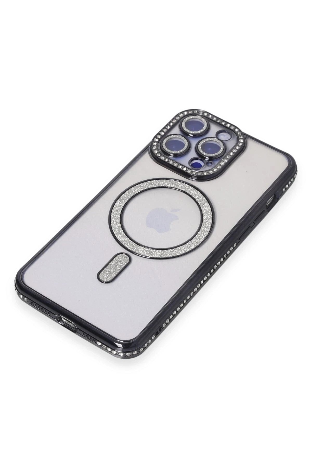 Mey İthalat® iPhone 14 Pro Max Kılıf Joke Simli Magneticsafe Kılıf - Siyah
