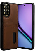 Mey İthalat® Realme 12 Lite Kılıf Sara Kartvizitli Deri Kılıf - Taba