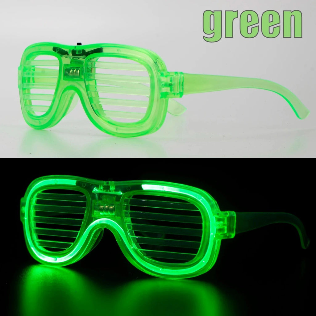 Mey İthalat® Yeşil LED Işıklı Parti Gözlüğü – Neon Glow Şerit Gözlük 3 Modlu
